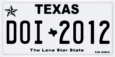 TX license plate DOI2012
