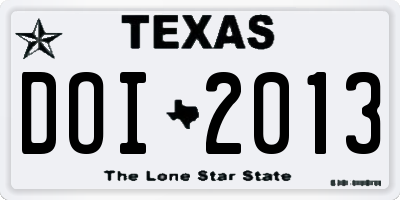 TX license plate DOI2013