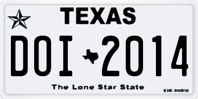 TX license plate DOI2014