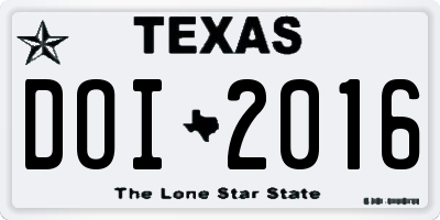 TX license plate DOI2016