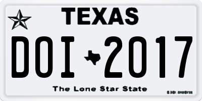 TX license plate DOI2017