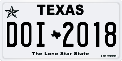 TX license plate DOI2018