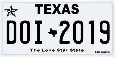 TX license plate DOI2019