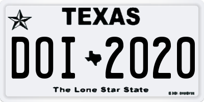 TX license plate DOI2020
