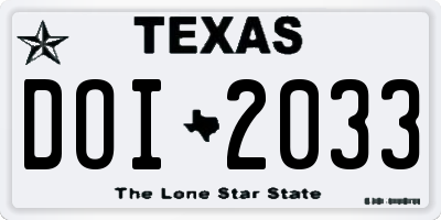TX license plate DOI2033
