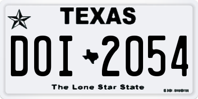 TX license plate DOI2054
