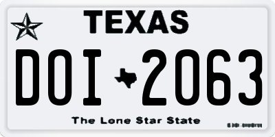 TX license plate DOI2063