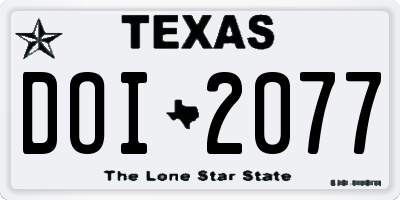 TX license plate DOI2077