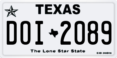 TX license plate DOI2089