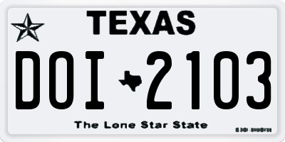 TX license plate DOI2103