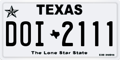 TX license plate DOI2111
