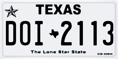 TX license plate DOI2113