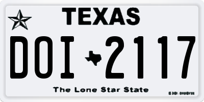 TX license plate DOI2117