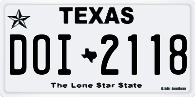 TX license plate DOI2118
