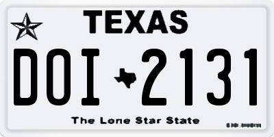 TX license plate DOI2131