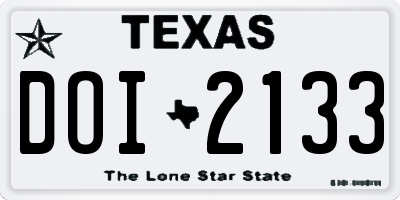 TX license plate DOI2133