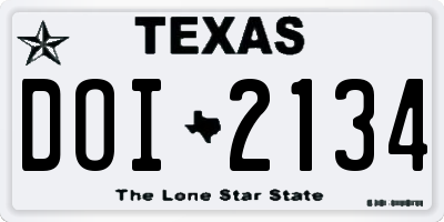 TX license plate DOI2134