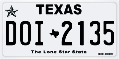 TX license plate DOI2135
