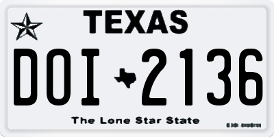 TX license plate DOI2136