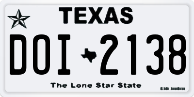 TX license plate DOI2138
