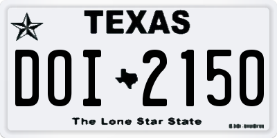 TX license plate DOI2150