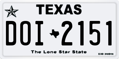 TX license plate DOI2151