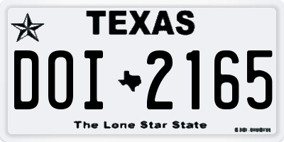 TX license plate DOI2165