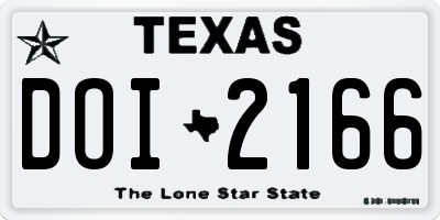 TX license plate DOI2166