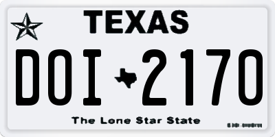 TX license plate DOI2170