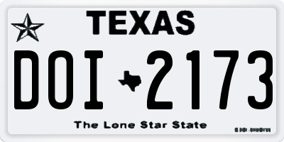 TX license plate DOI2173