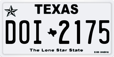 TX license plate DOI2175