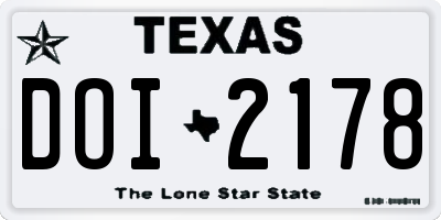 TX license plate DOI2178