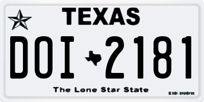 TX license plate DOI2181