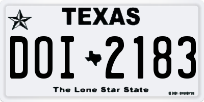 TX license plate DOI2183