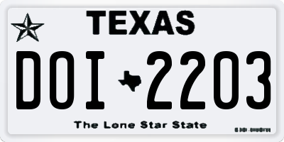 TX license plate DOI2203