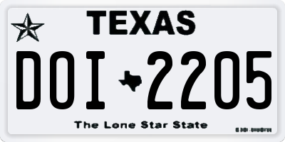 TX license plate DOI2205
