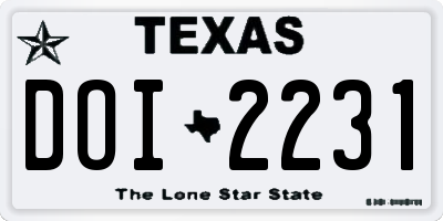 TX license plate DOI2231