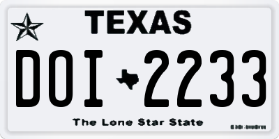 TX license plate DOI2233