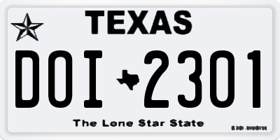 TX license plate DOI2301