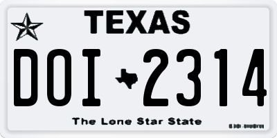 TX license plate DOI2314