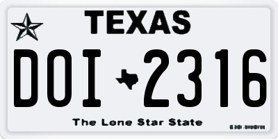 TX license plate DOI2316