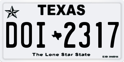 TX license plate DOI2317