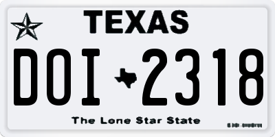 TX license plate DOI2318