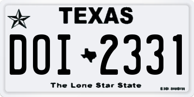 TX license plate DOI2331