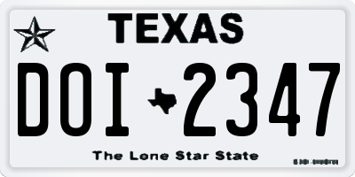 TX license plate DOI2347