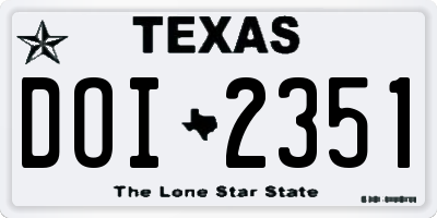 TX license plate DOI2351