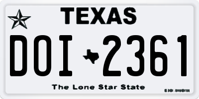 TX license plate DOI2361