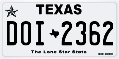 TX license plate DOI2362