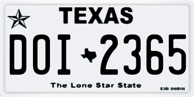 TX license plate DOI2365