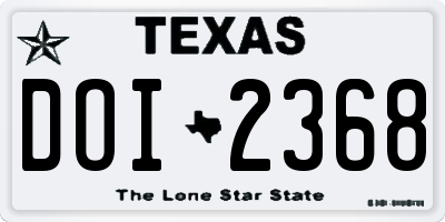 TX license plate DOI2368